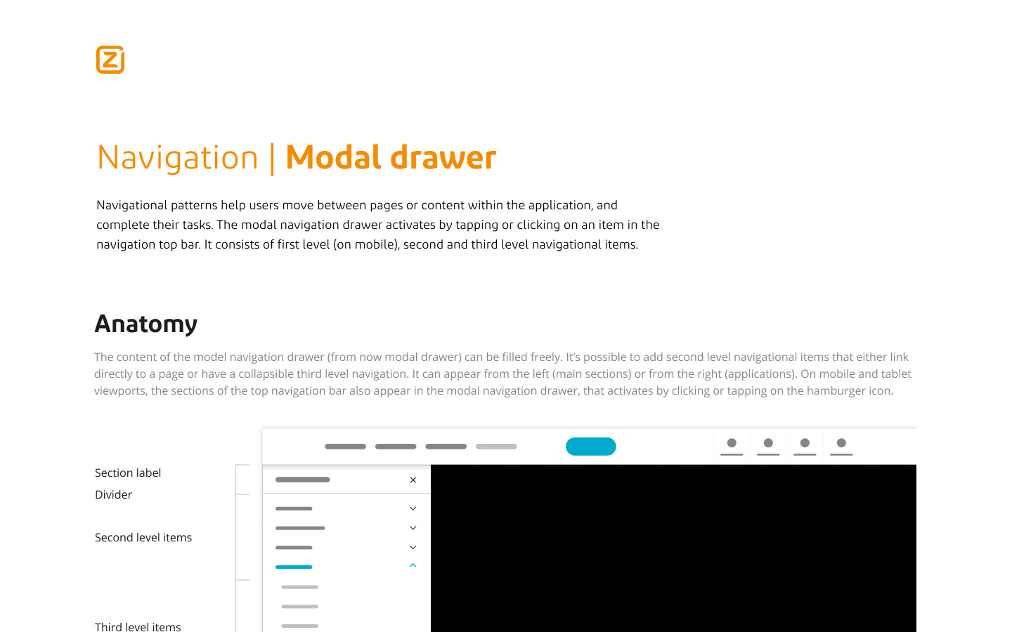 Appearance of the navigational drawer